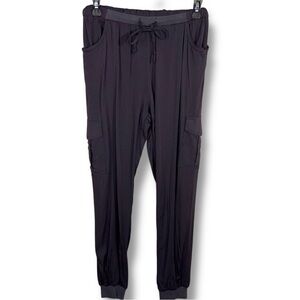 New Large Mona B Slate Grey Blue Jogger Pants Cargo Pockets Casual